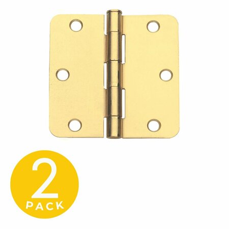 GLOBAL DOOR CONTROLS 3 in. x 3 in. Satin Brass Surface Mount Removable Pin With 1/4 in. Radius Hinge, 2PK CP3030-1/4US4-M